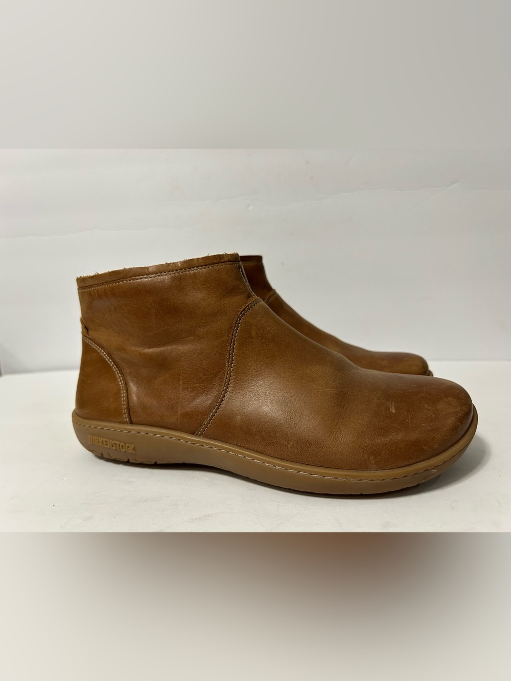 Birkenstock Bennington Leather Ankle Boots Ginger Brown Womens 39 L Zip Portugal